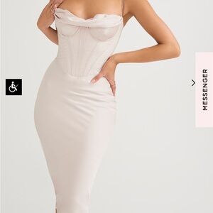 House of CB Myrna Crystal Satin Corset Midi Dress Size XS